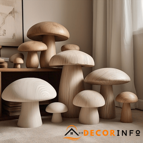 Love Wooden Mushroom Decor